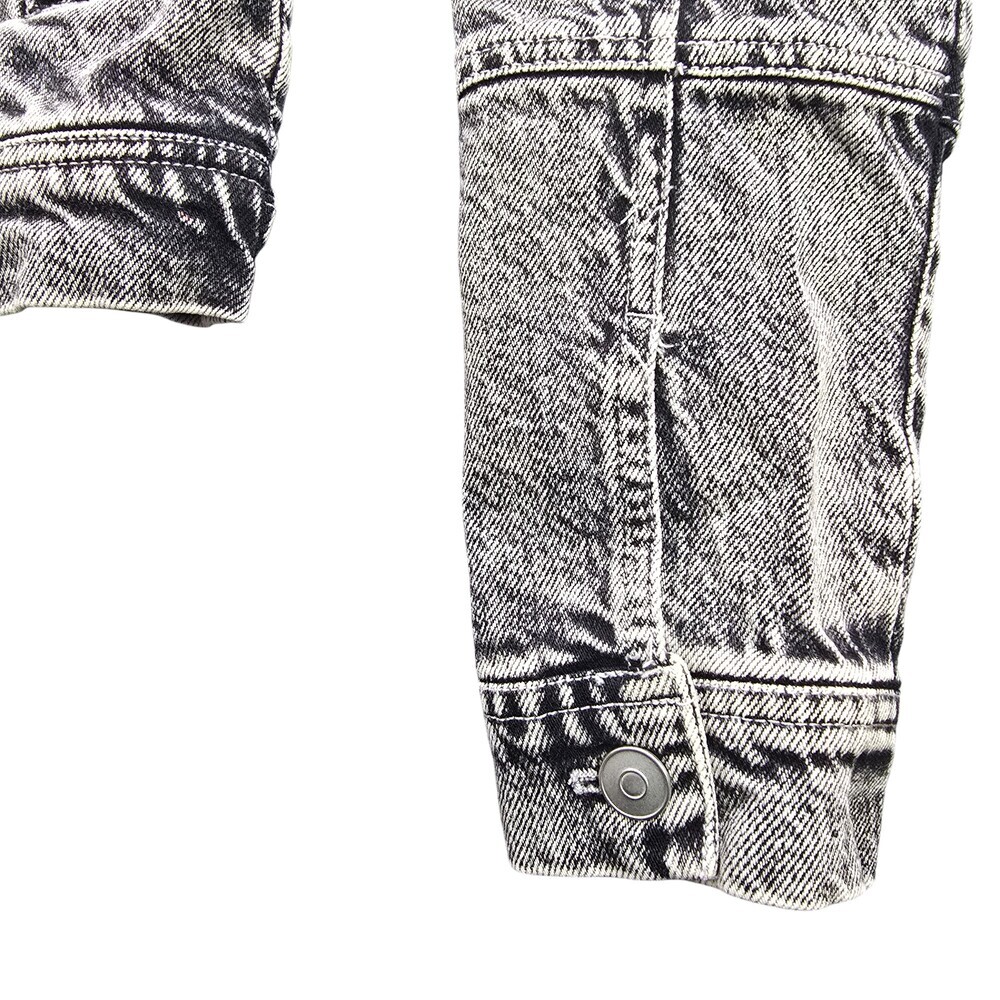 Acid Wash Cropped Denim Jacket Small | Y2K Grunge Festival Jean Jacket - Picture 9 of 11